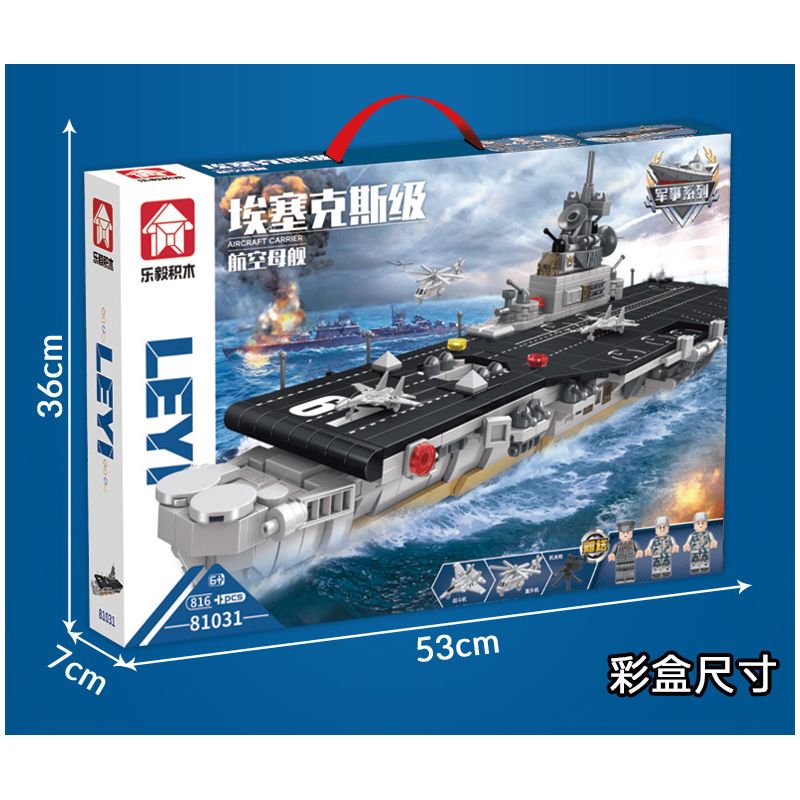 LE YI 81031 non  TÀU SÂN BAY LỚP ESSEX bộ đồ chơi xếp lắp ráp ghép mô hình Military Army AIRCRAFT CARRIER Quân Sự Bộ Đội 816 khối