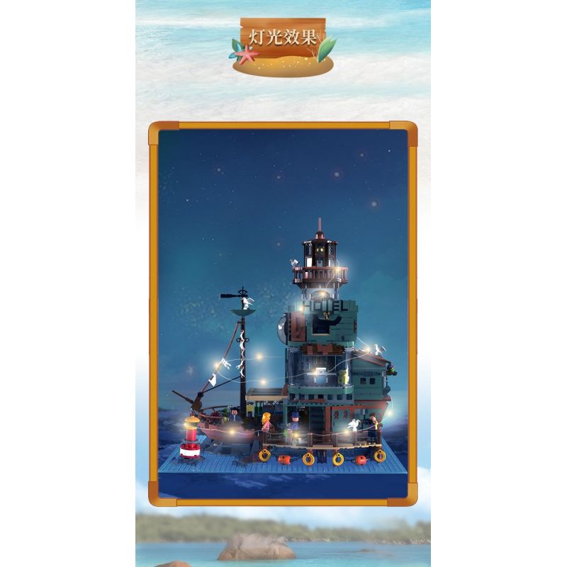 ZHEGAO 00422 non  KHÁCH SẠN CẢNG bộ đồ chơi xếp lắp ráp ghép mô hình Creator HARBOUR HOTEL Sáng Tạo 2142 khối