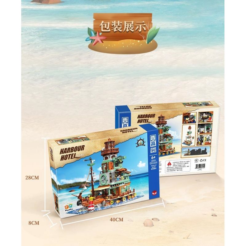 ZHEGAO 00422 non  KHÁCH SẠN CẢNG bộ đồ chơi xếp lắp ráp ghép mô hình Creator HARBOUR HOTEL Sáng Tạo 2142 khối