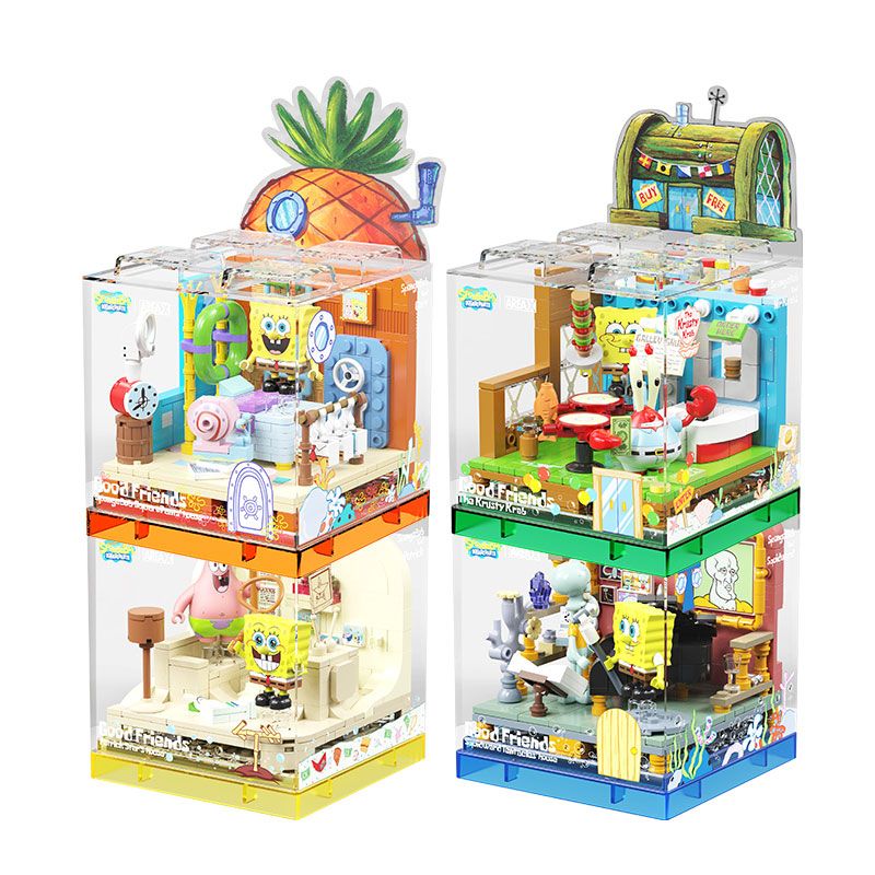AREA-X AB0023 0023 non  SPONGEBOB SQUAREPANTS NGÔI NHÀ QUẢ DỨA bộ đồ chơi xếp lắp ráp ghép mô hình Movie & Game GOOD  SPONGEBOB SQUARE PANTS' HOUSE Phim Và Trò Chơi
