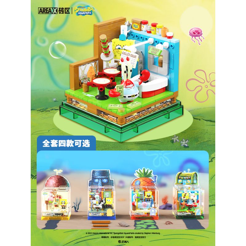 AREA-X AB0023 0023 non  SPONGEBOB SQUAREPANTS NGÔI NHÀ QUẢ DỨA bộ đồ chơi xếp lắp ráp ghép mô hình Movie & Game GOOD  SPONGEBOB SQUARE PANTS' HOUSE Phim Và Trò Chơi