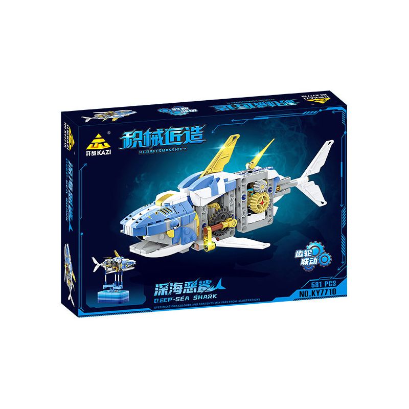 Kazi KY7710 7710 non  THỢ THỦ CÔNG CÁ MẬP ÁC QUỶ BIỂN SÂU bộ đồ chơi xếp lắp ráp ghép mô hình  DEEPSEA SHARK Kỹ Thuật Công Nghệ Cao Mô Hình Phương Tiện 581 khối