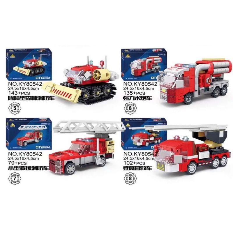 Kazi KY80542 80542 non  CHỮA CHÁY ĐÔ THỊ 8 LOẠI XE PHUN NƯỚC ĐA ĐỊA HÌNH KẾT HỢP VỚI MÁY BAY CH-54 TÀU CAO TỐC CỨU HỘ KHẨN CẤP BỌT RỪNG BỒN TỰ NẠP VƯỢT CHƯỚNG NGẠI VẬT MẠNH NHỎ HỎA TRÊN KHÔNG bộ đồ chơi xếp lắp ráp ghép mô hình City Thành Phố 958 khối