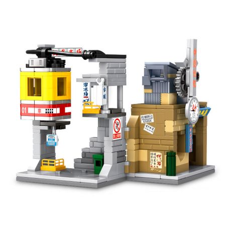 SEMBO 608070 non  WEN HEYOU CỬA HÀNG THỜI GIAN VÀ CÁP TREO bộ đồ chơi xếp lắp ráp ghép mô hình 300 khối