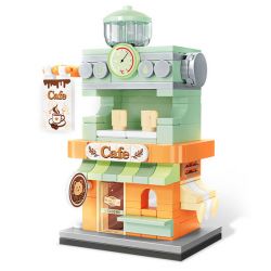 SEMBO 601192 non  QUÁN CÀ PHÊ MANSHI bộ đồ chơi xếp lắp ráp ghép mô hình 129 khối