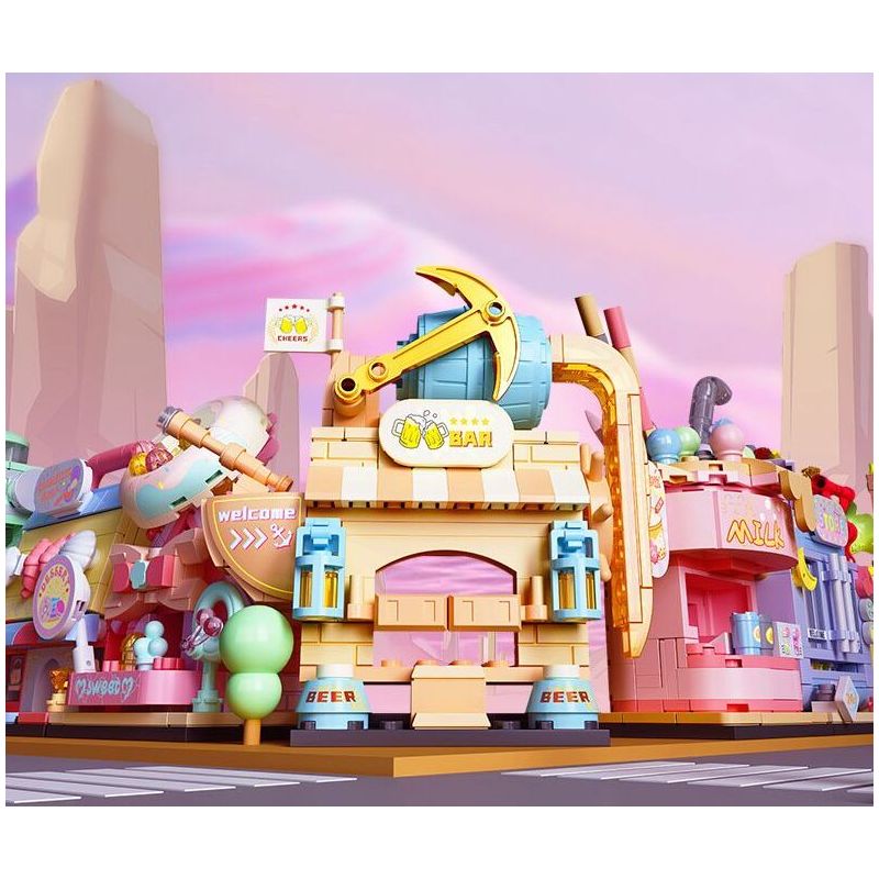 SEMBO 601192 non  QUÁN CÀ PHÊ MANSHI bộ đồ chơi xếp lắp ráp ghép mô hình 129 khối