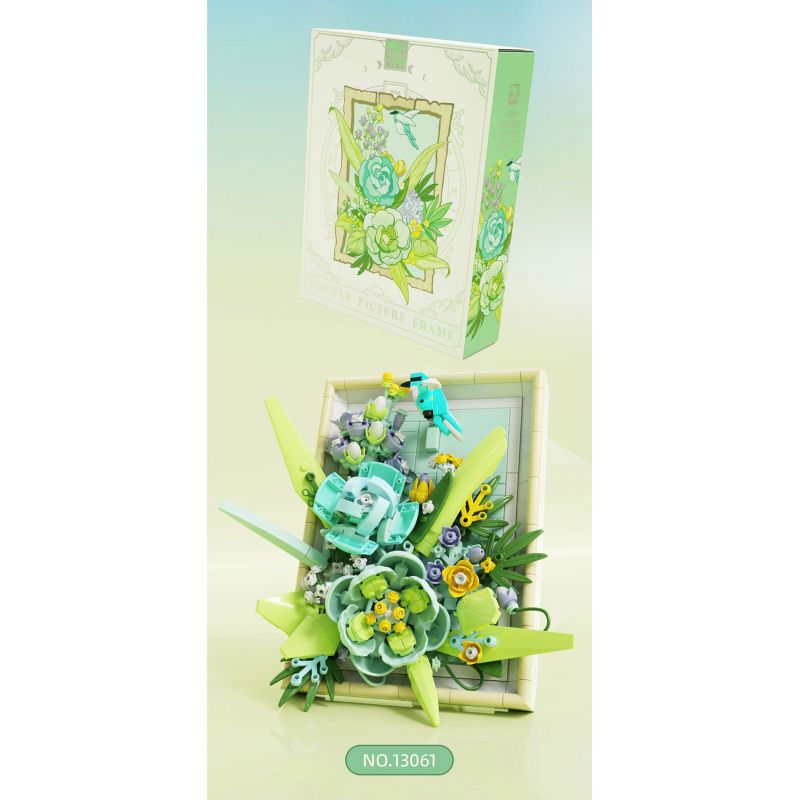 BEAUTIFUL AND 13063 non  KHUNG ẢNH HOA TÍM bộ đồ chơi xếp lắp ráp ghép mô hình Art FLOWER PICTURE FRAME