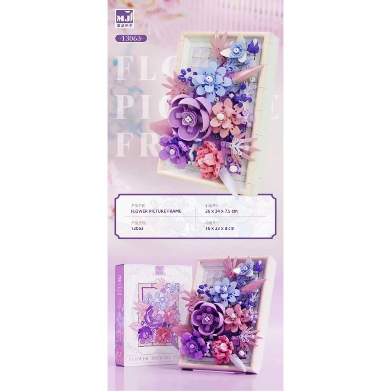 BEAUTIFUL AND 13063 non  KHUNG ẢNH HOA TÍM bộ đồ chơi xếp lắp ráp ghép mô hình Art FLOWER PICTURE FRAME