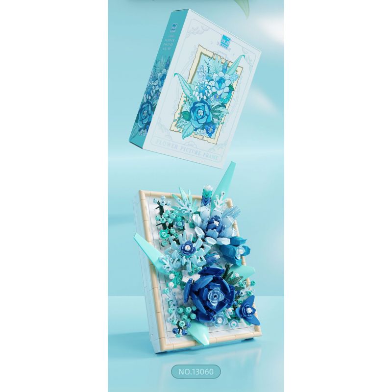 BEAUTIFUL AND 13061 non  KHUNG ẢNH HOA XANH bộ đồ chơi xếp lắp ráp ghép mô hình Art FLOWER PICTURE FRAME