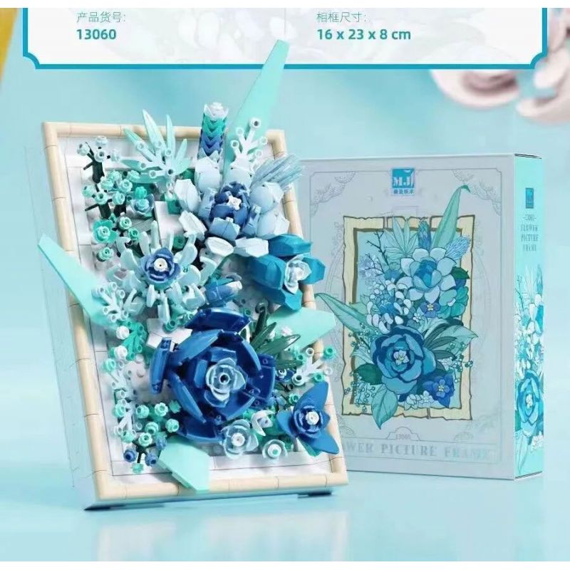 BEAUTIFUL AND 13060 non  KHUNG ẢNH HOA MÀU XANH bộ đồ chơi xếp lắp ráp ghép mô hình Art FLOWER PICTURE FRAME