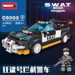 WOMA C5003 5003 non  4 LOẠI XE CẢNH SÁT bộ đồ chơi xếp lắp ráp ghép mô hình Racers SWAT Đua Tốc Độ 1225 khối