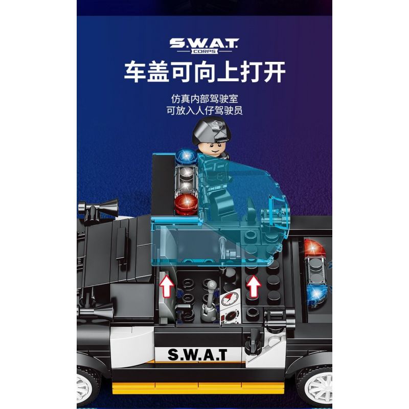 WOMA C5003 5003 non  4 LOẠI XE CẢNH SÁT bộ đồ chơi xếp lắp ráp ghép mô hình Racers SWAT Đua Tốc Độ 1225 khối