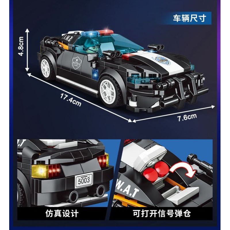 WOMA C5003 5003 non  4 LOẠI XE CẢNH SÁT bộ đồ chơi xếp lắp ráp ghép mô hình Racers SWAT Đua Tốc Độ 1225 khối