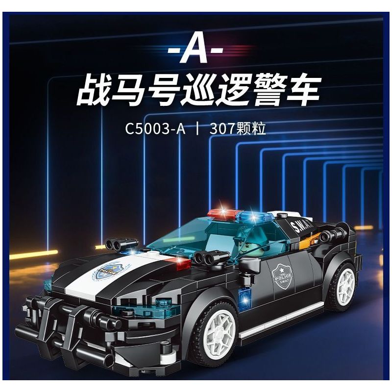 WOMA C5003 5003 non  4 LOẠI XE CẢNH SÁT bộ đồ chơi xếp lắp ráp ghép mô hình Racers SWAT Đua Tốc Độ 1225 khối