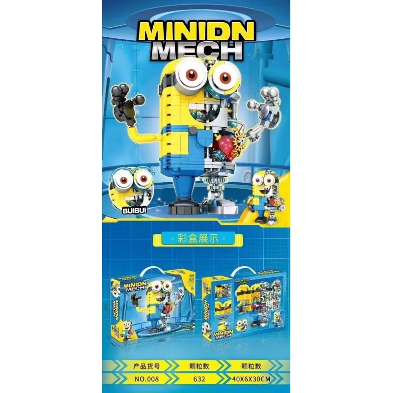 008 non  TAY SAI bộ đồ chơi xếp lắp ráp ghép mô hình Minions MINIDN MECH 632 khối