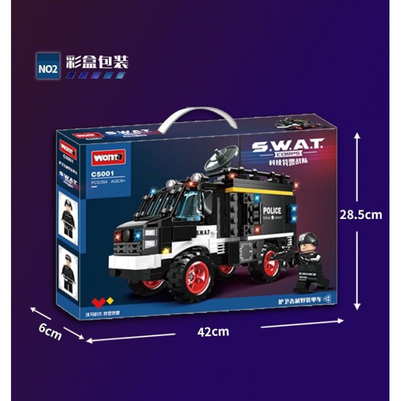 WOMA C5001 5001 non  ĐỘI SWAT XE BỌC THÉP ĐỊA HÌNH GUARDIAN bộ đồ chơi xếp lắp ráp ghép mô hình City Thành Phố 354 khối