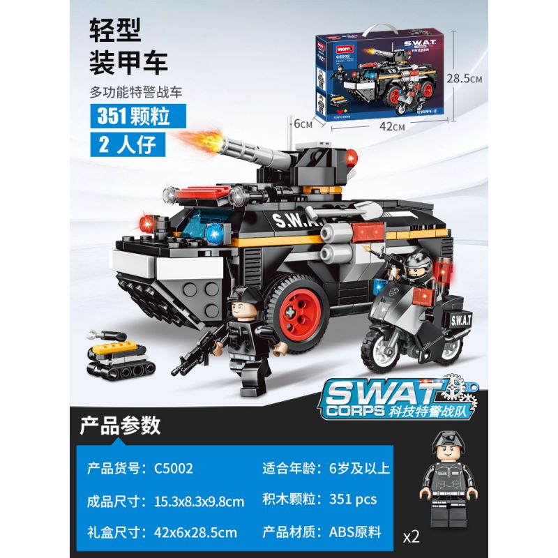 WOMA C5002 5002 non Lego ĐỘI SWAT XE BỌC THÉP HẠNG NHẸ bộ đồ chơi xếp lắp ráp ghép mô hình City Thành Phố 351 khối