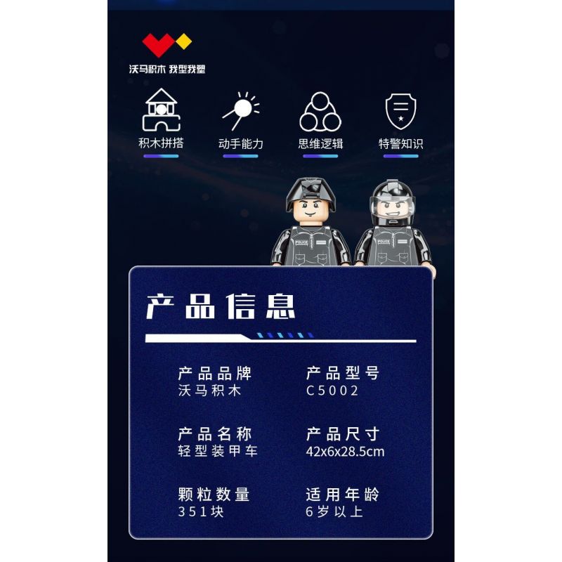 WOMA C5002 5002 non  ĐỘI SWAT XE BỌC THÉP HẠNG NHẸ bộ đồ chơi xếp lắp ráp ghép mô hình City Thành Phố 351 khối