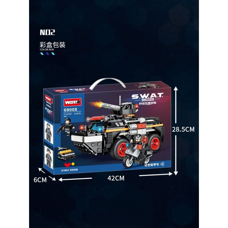 WOMA C5002 5002 non  ĐỘI SWAT XE BỌC THÉP HẠNG NHẸ bộ đồ chơi xếp lắp ráp ghép mô hình City Thành Phố 351 khối