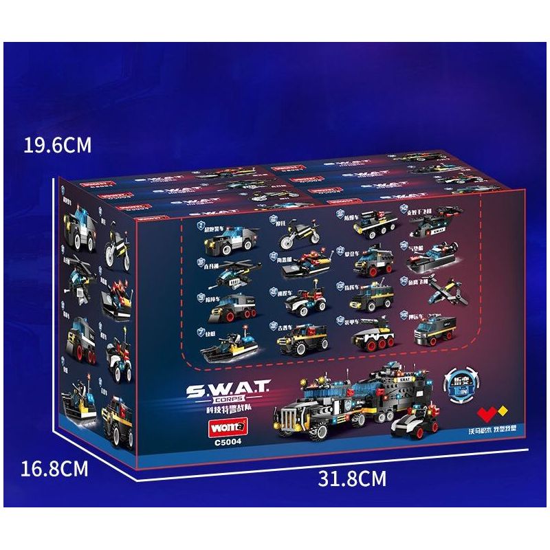WOMA C5004 5004 non  ĐỘI SWAT CÔNG NGHỆ XE TẢI GIAO HÀNG VŨ TRANG TIÊN PHONG bộ đồ chơi xếp lắp ráp ghép mô hình City Thành Phố 760 khối