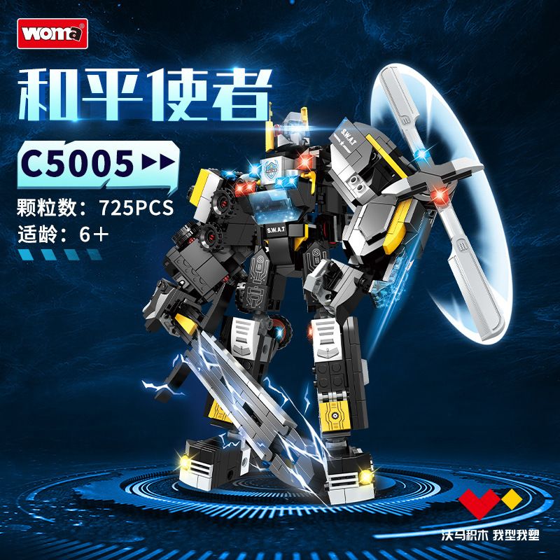 WOMA C5005 5005 non  NHÓM SWAT SỨ GIẢ HÒA BÌNH 4 SỰ KẾT HỢP bộ đồ chơi xếp lắp ráp ghép mô hình City Thành Phố 725 khối