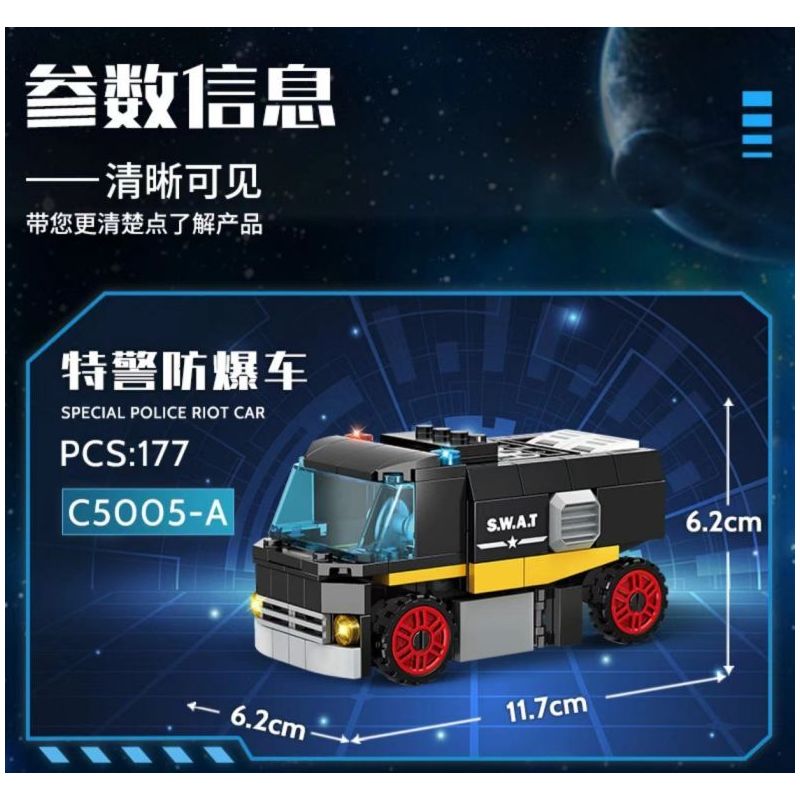 WOMA C5005 5005 non  NHÓM SWAT SỨ GIẢ HÒA BÌNH 4 SỰ KẾT HỢP bộ đồ chơi xếp lắp ráp ghép mô hình City Thành Phố 725 khối