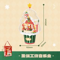 WEKKI 516157 non  HỘP NHẠC HỘI THẢO GIÁNG SINH bộ đồ chơi xếp lắp ráp ghép mô hình Creator SANTA'S FACTORY MUSIC BOX Sáng Tạo
