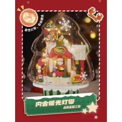 WEKKI 516157 non  HỘP NHẠC HỘI THẢO GIÁNG SINH bộ đồ chơi xếp lắp ráp ghép mô hình Creator SANTA'S FACTORY MUSIC BOX Sáng Tạo