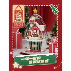 WEKKI 516157 non  HỘP NHẠC HỘI THẢO GIÁNG SINH bộ đồ chơi xếp lắp ráp ghép mô hình Creator SANTA'S FACTORY MUSIC BOX Sáng Tạo