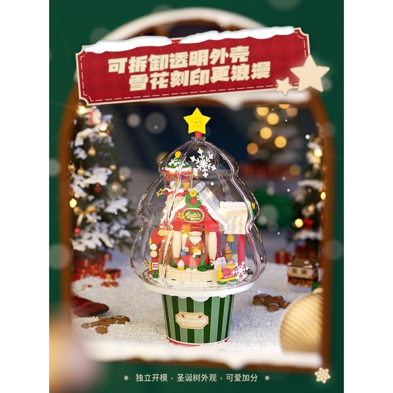 WEKKI 516157 non  HỘP NHẠC HỘI THẢO GIÁNG SINH bộ đồ chơi xếp lắp ráp ghép mô hình Creator SANTA'S FACTORY MUSIC BOX Sáng Tạo