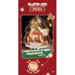 WEKKI 516157 non  HỘP NHẠC HỘI THẢO GIÁNG SINH bộ đồ chơi xếp lắp ráp ghép mô hình Creator SANTA'S FACTORY MUSIC BOX Sáng Tạo