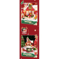 WEKKI 516157 non  HỘP NHẠC HỘI THẢO GIÁNG SINH bộ đồ chơi xếp lắp ráp ghép mô hình Creator SANTA'S FACTORY MUSIC BOX Sáng Tạo