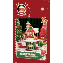 WEKKI 516157 non  HỘP NHẠC HỘI THẢO GIÁNG SINH bộ đồ chơi xếp lắp ráp ghép mô hình Creator SANTA'S FACTORY MUSIC BOX Sáng Tạo