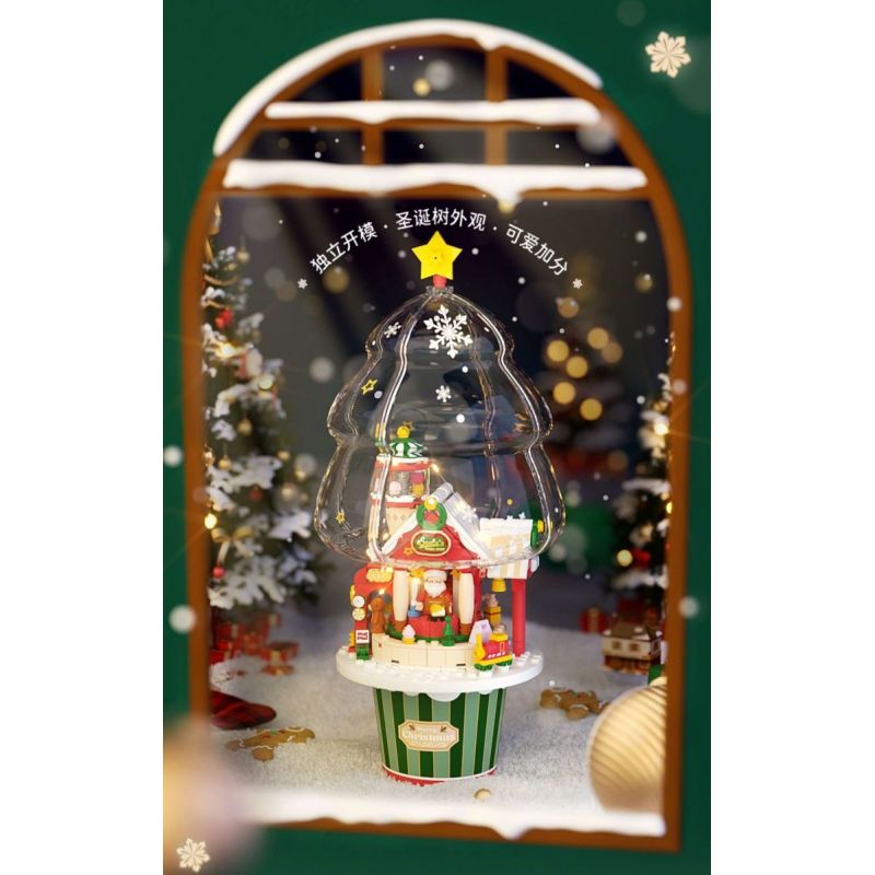 WEKKI 516157 non  HỘP NHẠC HỘI THẢO GIÁNG SINH bộ đồ chơi xếp lắp ráp ghép mô hình Creator SANTA'S FACTORY MUSIC BOX Sáng Tạo