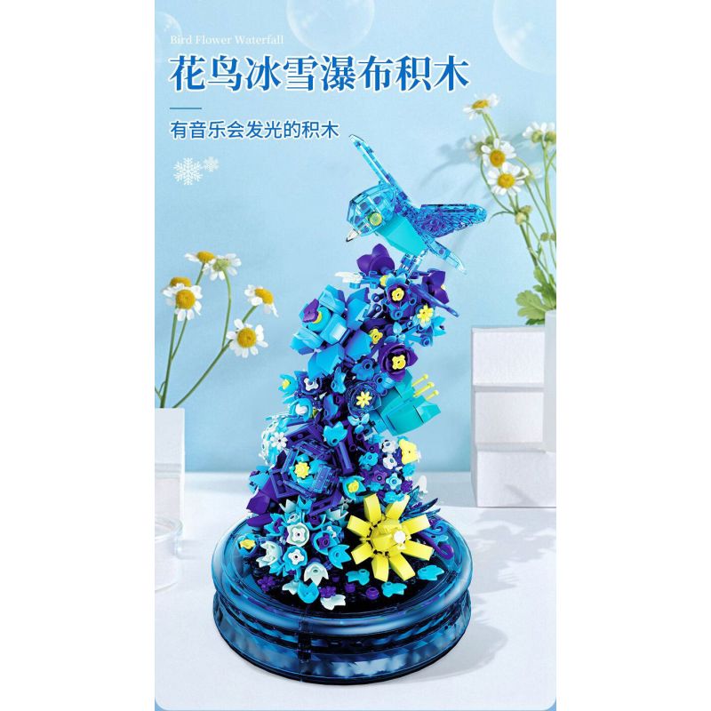 DOMICHA D1002 1002 non  THÁC HOA VÀ CHIM BĂNG TUYẾT bộ đồ chơi xếp lắp ráp ghép mô hình Creator ICE WATERFALL Sáng Tạo 636 khối