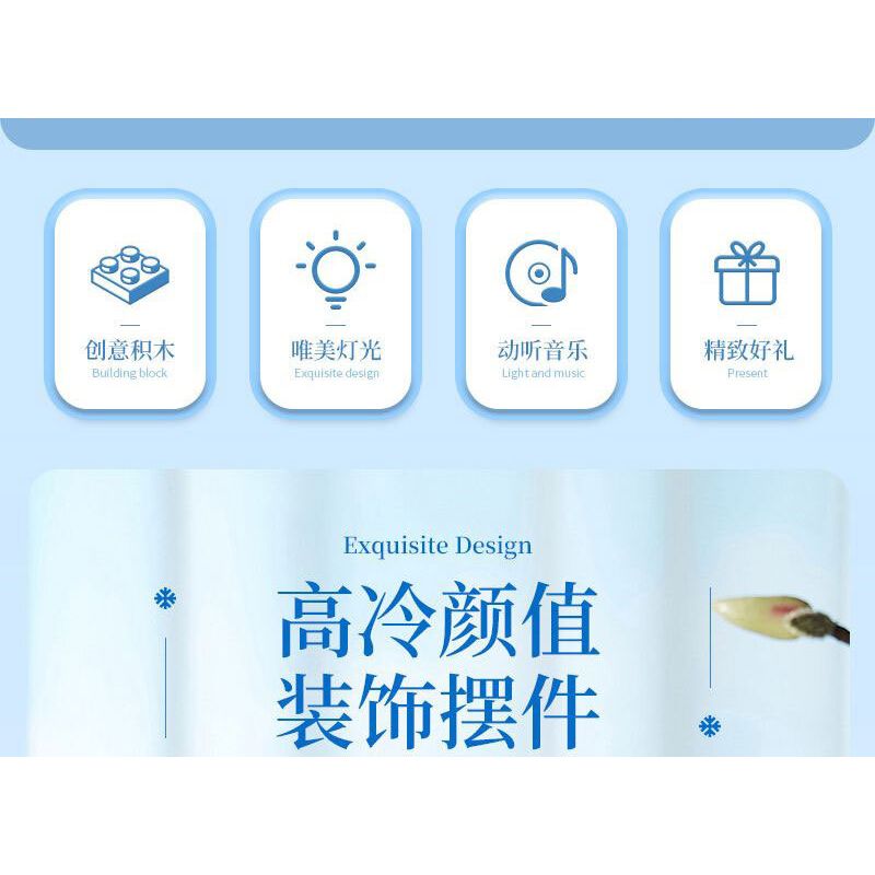 DOMICHA D1002 1002 non  THÁC HOA VÀ CHIM BĂNG TUYẾT bộ đồ chơi xếp lắp ráp ghép mô hình Creator ICE WATERFALL Sáng Tạo 636 khối