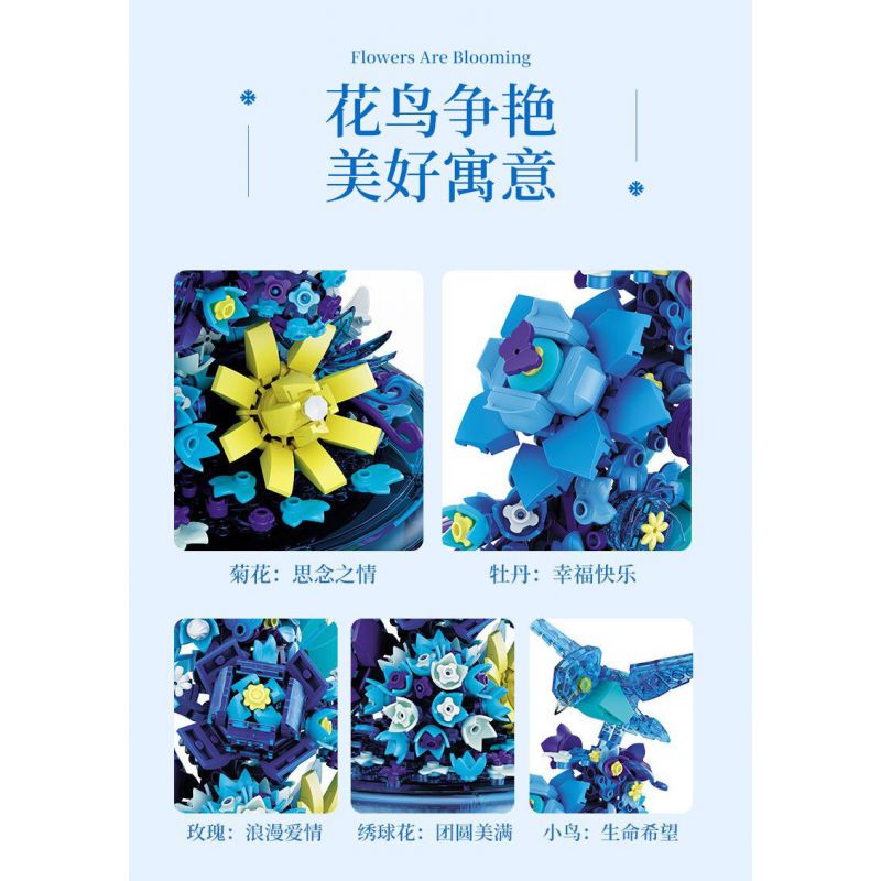 DOMICHA D1002 1002 non  THÁC HOA VÀ CHIM BĂNG TUYẾT bộ đồ chơi xếp lắp ráp ghép mô hình Creator ICE WATERFALL Sáng Tạo 636 khối