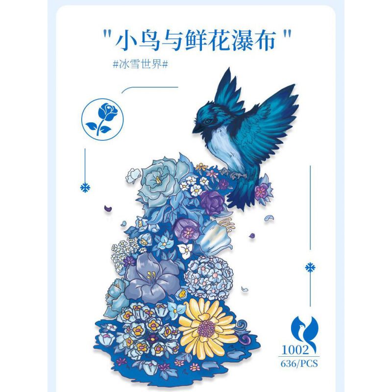 DOMICHA D1002 1002 non  THÁC HOA VÀ CHIM BĂNG TUYẾT bộ đồ chơi xếp lắp ráp ghép mô hình Creator ICE WATERFALL Sáng Tạo 636 khối