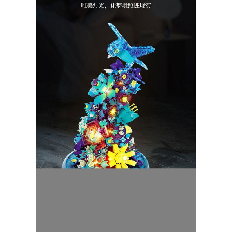 DOMICHA D1002 1002 non  THÁC HOA VÀ CHIM BĂNG TUYẾT bộ đồ chơi xếp lắp ráp ghép mô hình Creator ICE WATERFALL Sáng Tạo 636 khối