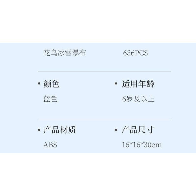 DOMICHA D1002 1002 non  THÁC HOA VÀ CHIM BĂNG TUYẾT bộ đồ chơi xếp lắp ráp ghép mô hình Creator ICE WATERFALL Sáng Tạo 636 khối