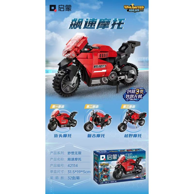 QMAN ENLIGHTEN KEEPPLEY 42114 non  Ý TƯỞNG TUYỆT VỜI KHÔNG GIỚI HẠN XE MÁY TĂNG TỐC bộ đồ chơi xếp lắp ráp ghép mô hình Creator Sáng Tạo 338 khối