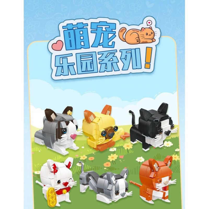 JIESTAR 58109 non  THIÊN ĐƯỜNG THÚ CƯNG DỄ THƯƠNG 6 LOẠI MÈO XIÊM RAGDOLL BÒ MAY MẮN CAM ĐUÔI CỤT bộ đồ chơi xếp lắp ráp ghép mô hình Creator PET PARADISE Sáng Tạo 627 khối