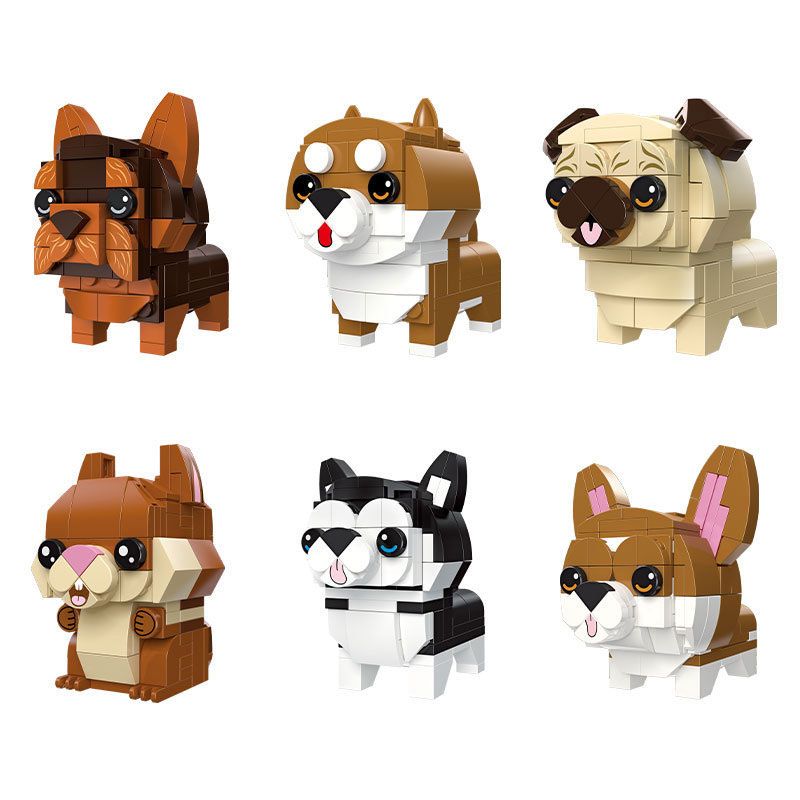 JIESTAR 37300 non Lego THIÊN ĐƯỜNG THÚ CƯNG DỄ THƯƠNG 6 LOẠI YORKSHIRE TERRIER SHIBA INU PUG SÓC HUSKY CORGI bộ đồ chơi xếp lắp ráp ghép mô hình Creator PET PARADISE Sáng Tạo 661 khối