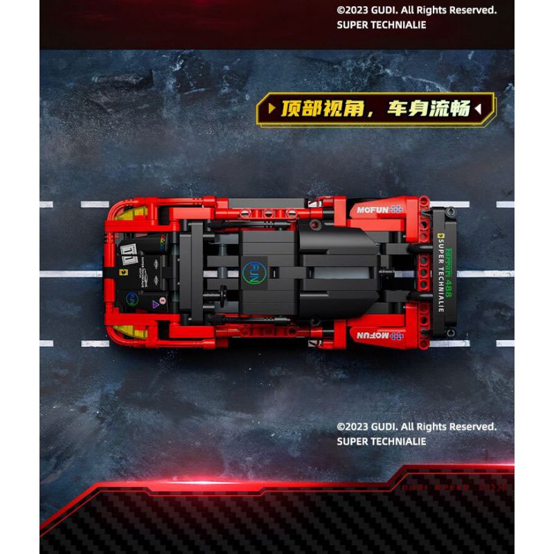 GUDI 70104 non  CÔNG NGHỆ SIÊU TÍCH LŨY ĐUA XE ĐIÊN CUỒNG BLAZING HORSE 488 tỷ lệ 1:18 bộ đồ chơi xếp lắp ráp ghép mô hình  Kỹ Thuật Công Nghệ Cao Mô Hình Phương Tiện 338 khối