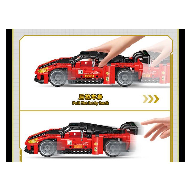 GUDI 70104 non  CÔNG NGHỆ SIÊU TÍCH LŨY ĐUA XE ĐIÊN CUỒNG BLAZING HORSE 488 tỷ lệ 1:18 bộ đồ chơi xếp lắp ráp ghép mô hình  Kỹ Thuật Công Nghệ Cao Mô Hình Phương Tiện 338 khối