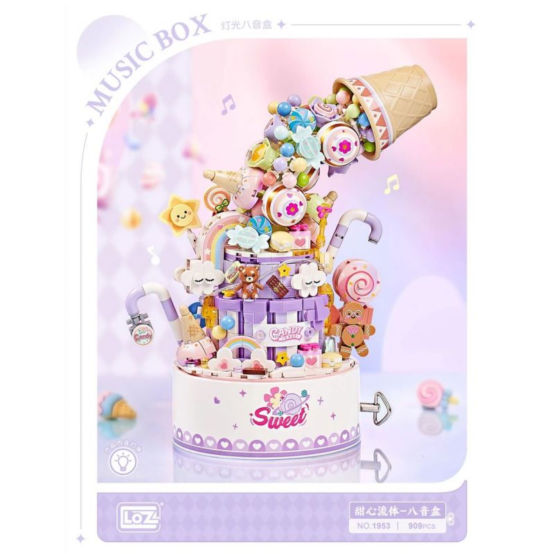 LOZ 1953 non  HỘP NHẠC CHẤT LỎNG TÌNH YÊU bộ đồ chơi xếp lắp ráp ghép mô hình 909 khối