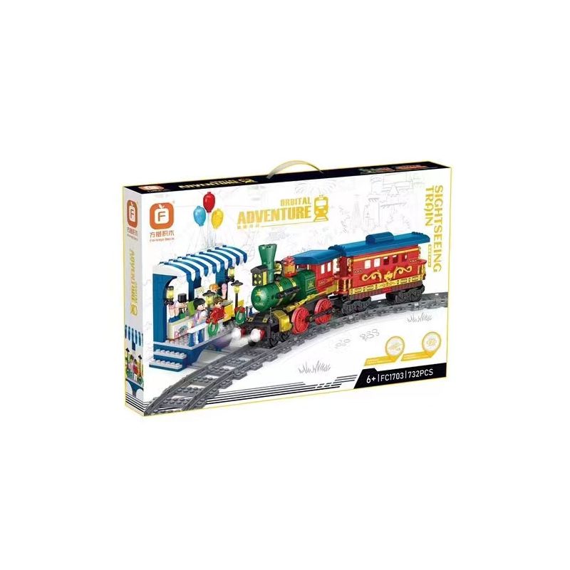 FORANGE FC1703 1703 non  DU LỊCH QUỸ ĐẠO TÀU THAM QUAN bộ đồ chơi xếp lắp ráp ghép mô hình City ORBITAL ADVENTURE SIGHTSEEING TRAIN Thành Phố 732 khối