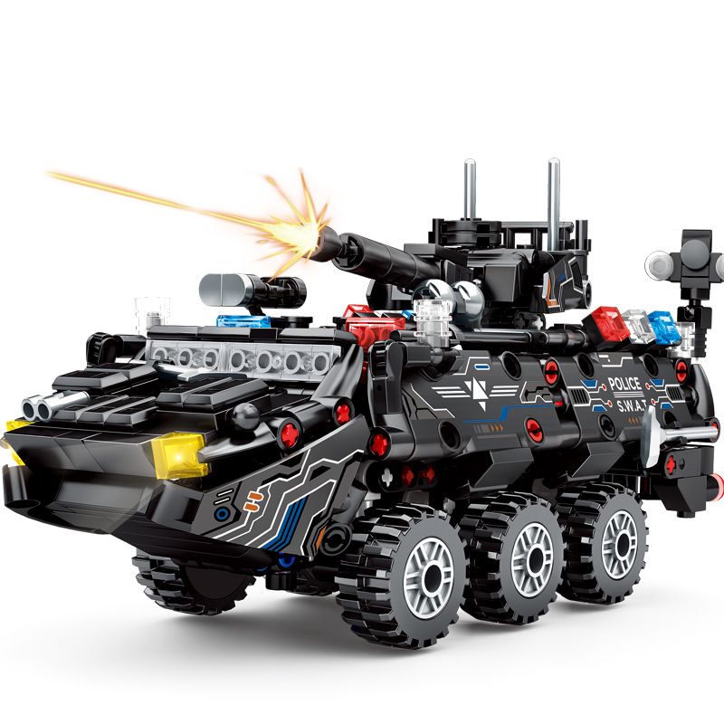 LE YI 81062 non  MACHINE FRENZY CHIẾN BINH CÔNG LÝ SWAT XE BỌC THÉP bộ đồ chơi xếp lắp ráp ghép mô hình Military Army Quân Sự Bộ Đội 688 khối