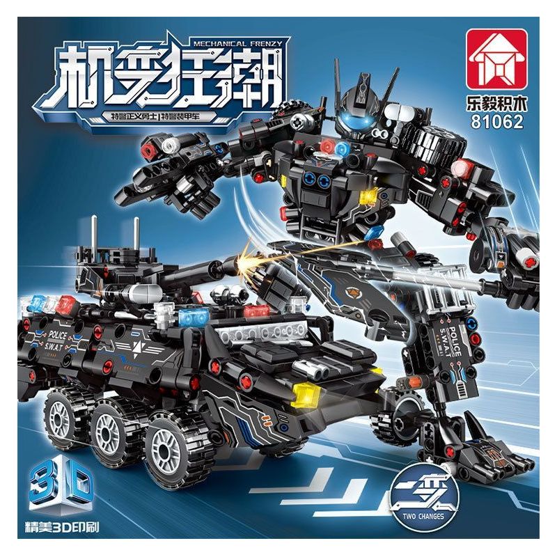 LE YI 81062 non  MACHINE FRENZY CHIẾN BINH CÔNG LÝ SWAT XE BỌC THÉP bộ đồ chơi xếp lắp ráp ghép mô hình Military Army Quân Sự Bộ Đội 688 khối