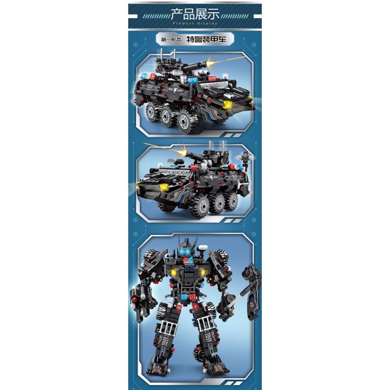 LE YI 81062 non  MACHINE FRENZY CHIẾN BINH CÔNG LÝ SWAT XE BỌC THÉP bộ đồ chơi xếp lắp ráp ghép mô hình Military Army Quân Sự Bộ Đội 688 khối